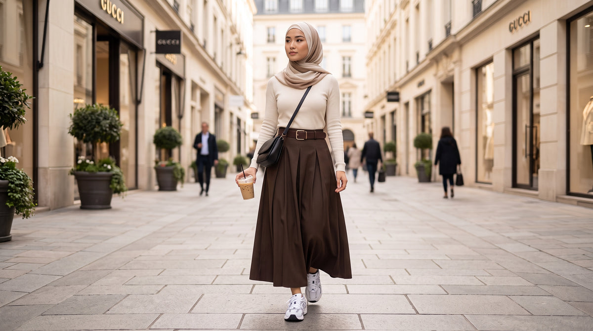 Jupe Longue Évasée avec Ceinture