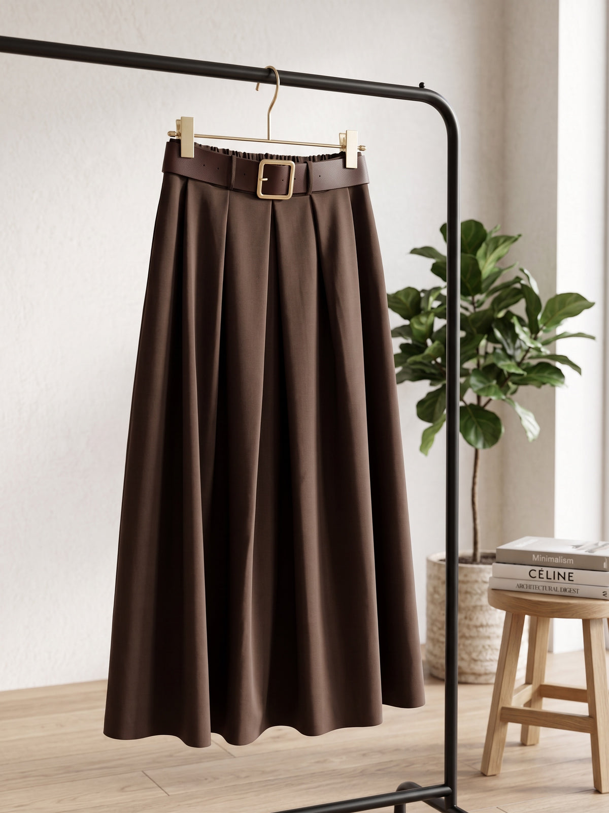 Jupe Longue Évasée avec Ceinture