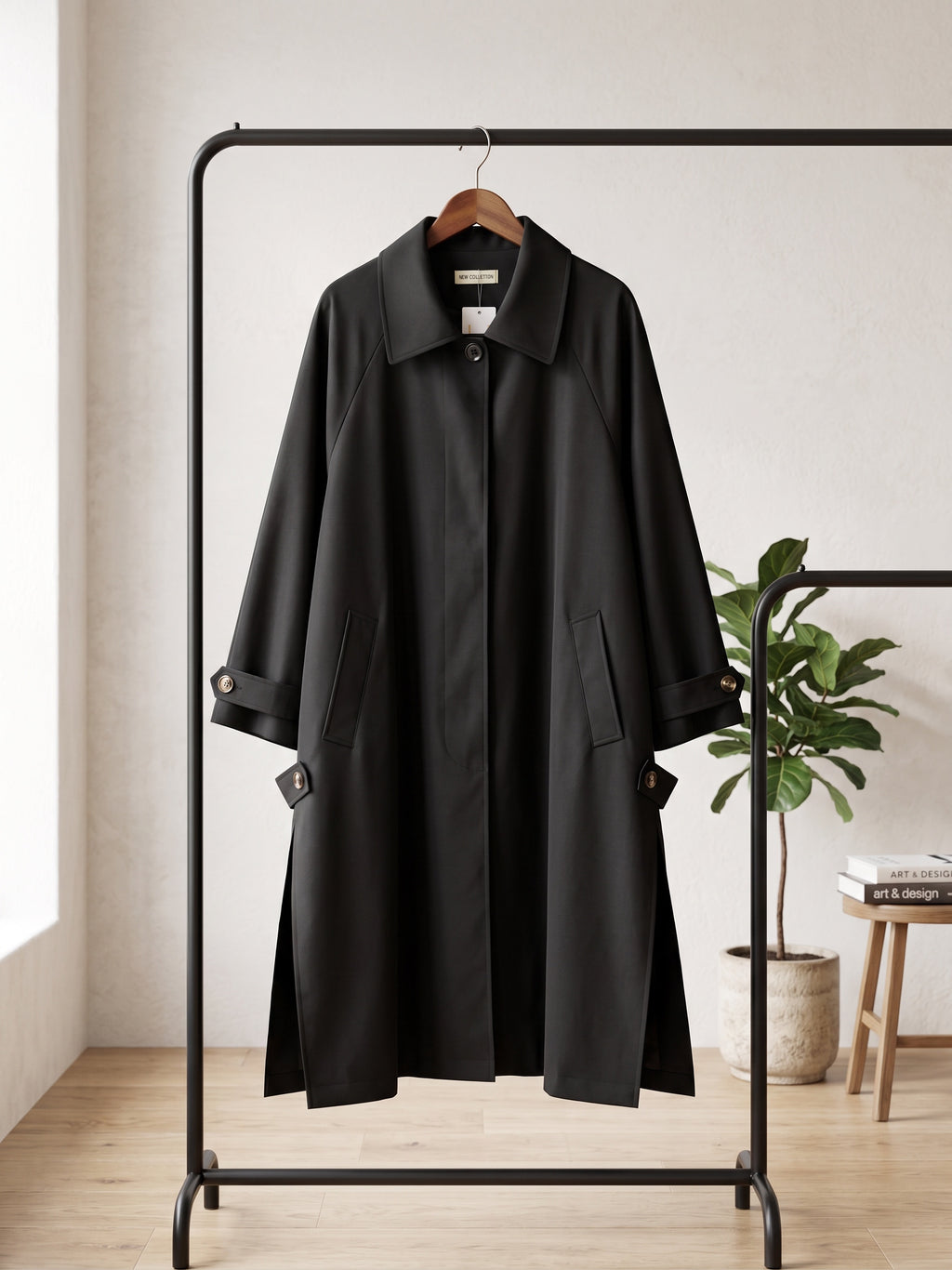 Trench Long Oversize avec Fentes Latérales
