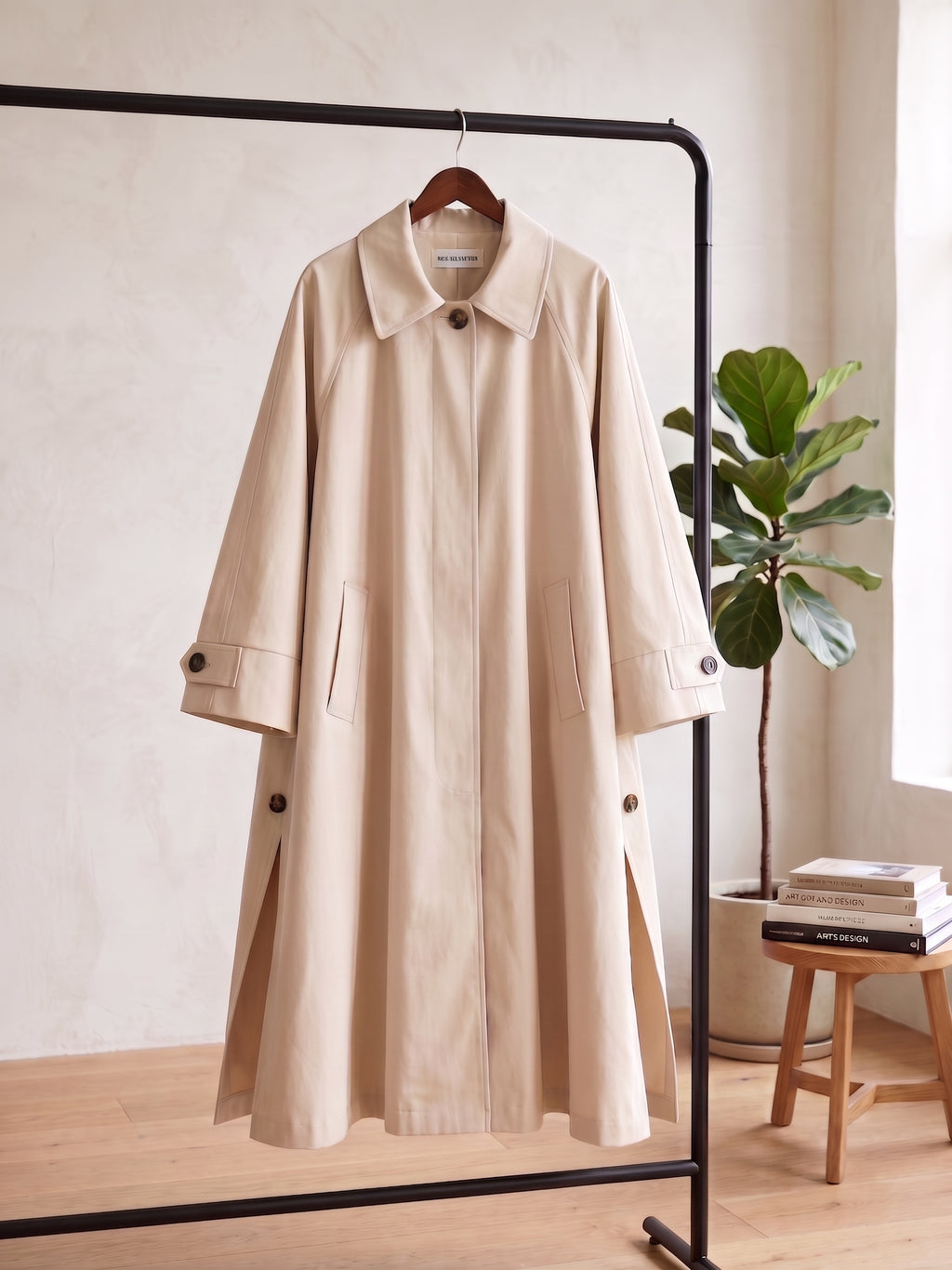 Trench Long Oversize avec Fentes Latérales