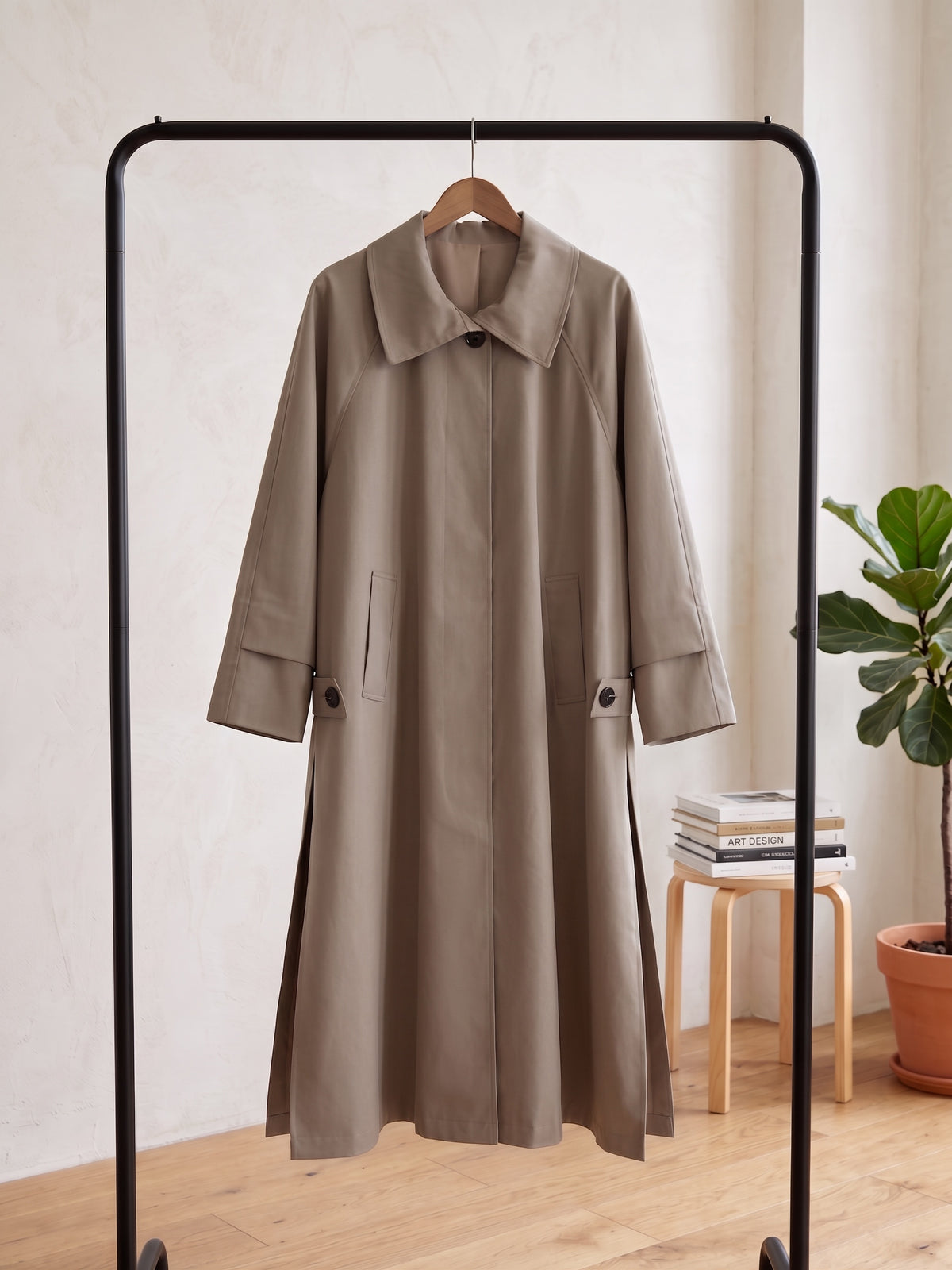 Trench Long Oversize avec Fentes Latérales